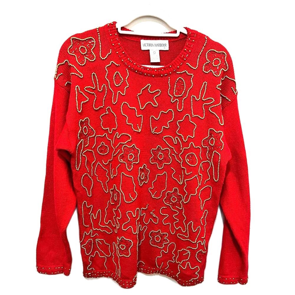 Victoria Harbor Beaded Sweater Large Vintage